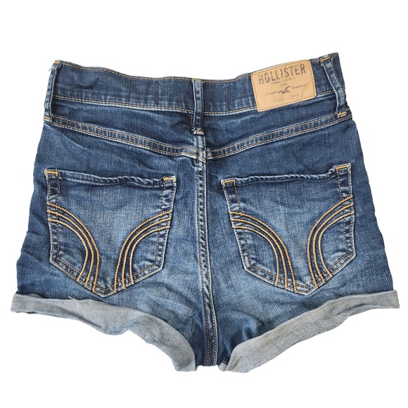 Y2k Hollister Denim Shorts Women 0 High Rise Dark Wash Beachy Surf Summer Casual - Picture 3 of 7